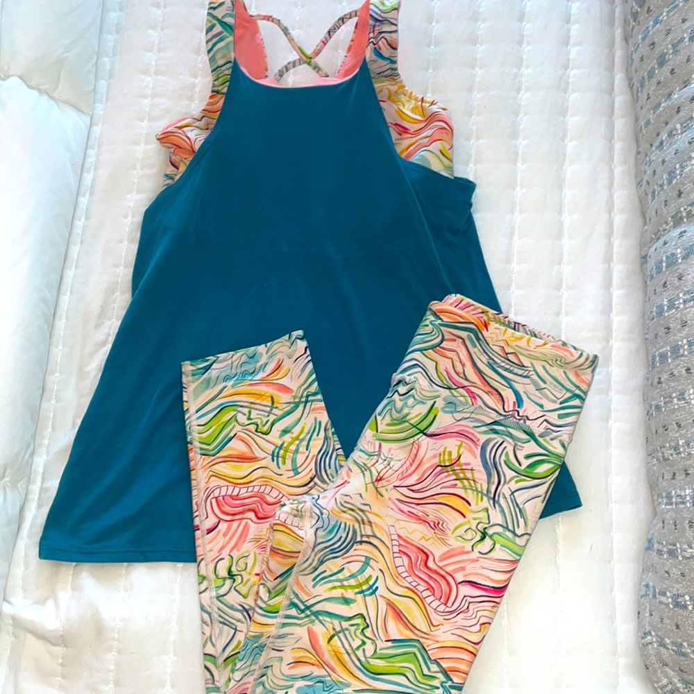 Athleta Girls XXL Leggings & XL Sports Top Set